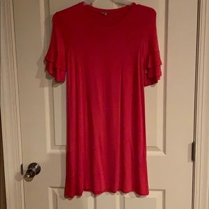 Mary Square red t shirt dress with ruffle sleeve